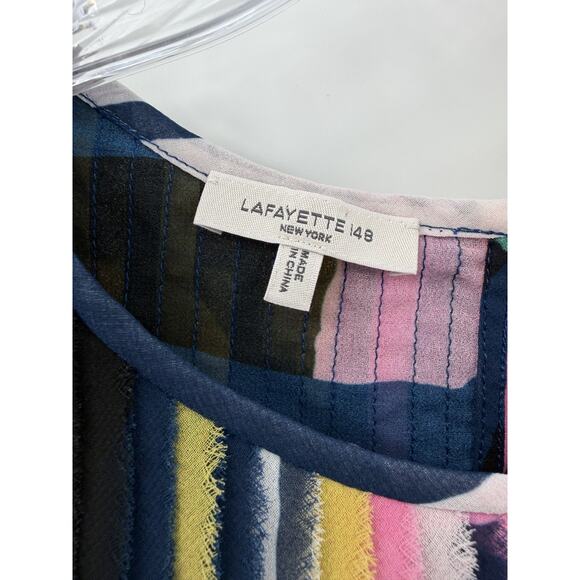 Lafayette 148 New York Sleeveless Pleated Abstract Top Size S Feathered Edge - Picture 3 of 9